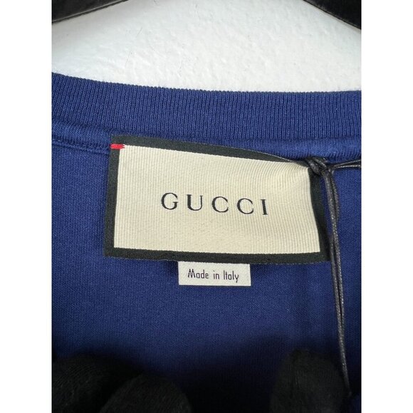 NWT Gucci Oversized Cotton Oval Interlocking GG Logo Blue T-Shirt SIze M - Picture 12 of 16